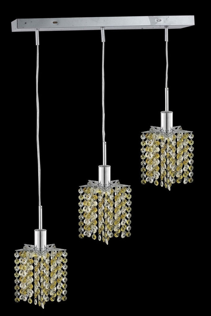 C121-1383D-O-P-BO/RC By Elegant Lighting Mini Collection 3 Light Pendants Chrome Finish