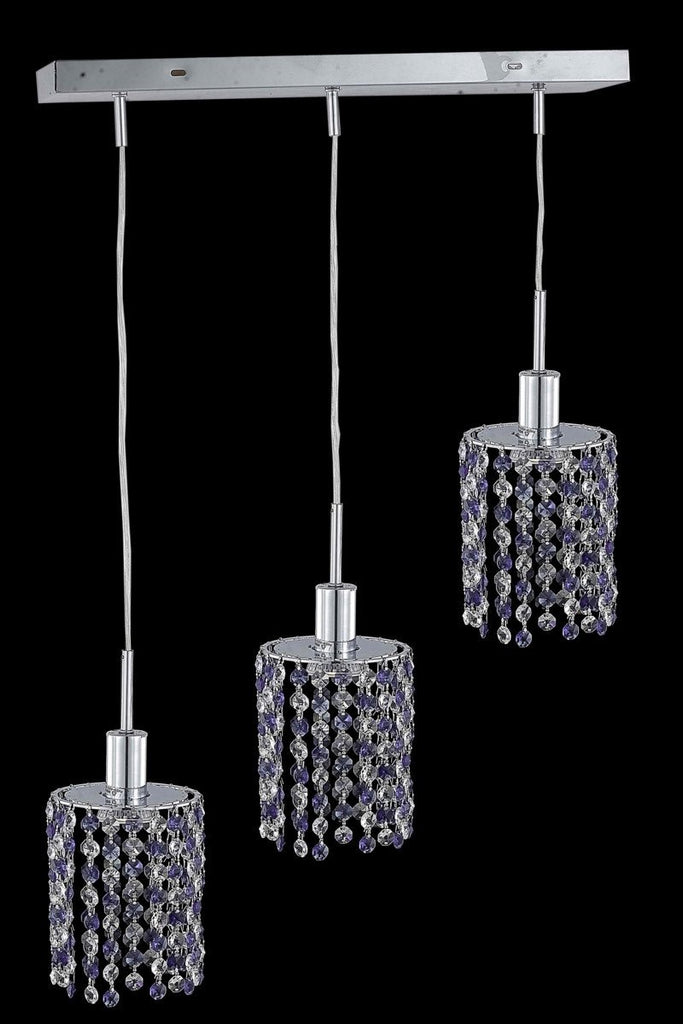 C121-1383D-O-R-LP/RC By Elegant Lighting Mini Collection 3 Light Pendants Chrome Finish