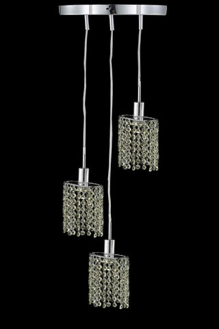 C121-1383D-R-E-GT/RC By Elegant Lighting Mini Collection 3 Light Pendants Chrome Finish