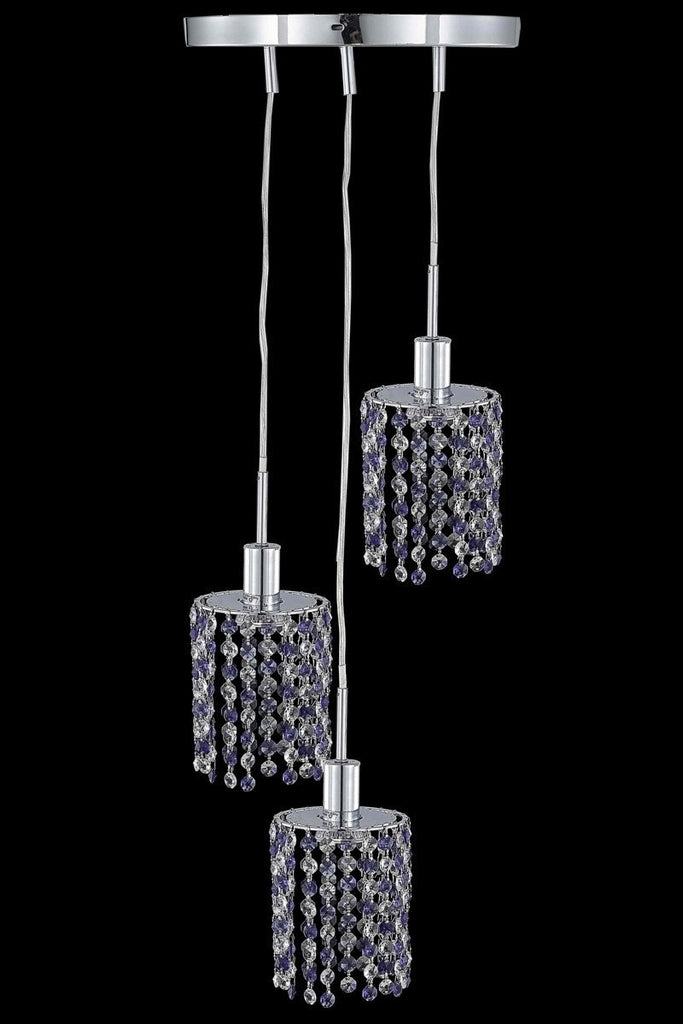 C121-1383D-R-R-GT/RC By Elegant Lighting Mini Collection 3 Light Pendants Chrome Finish