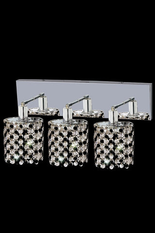 C121-1383W-O-R-JT/RC By Elegant Lighting Mini Collection 3 Light Wall Sconces Chrome Finish