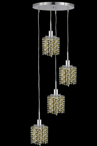 C121-1384D-R-P-GT/RC By Elegant Lighting Mini Collection 4 Light Chandeliers Chrome Finish