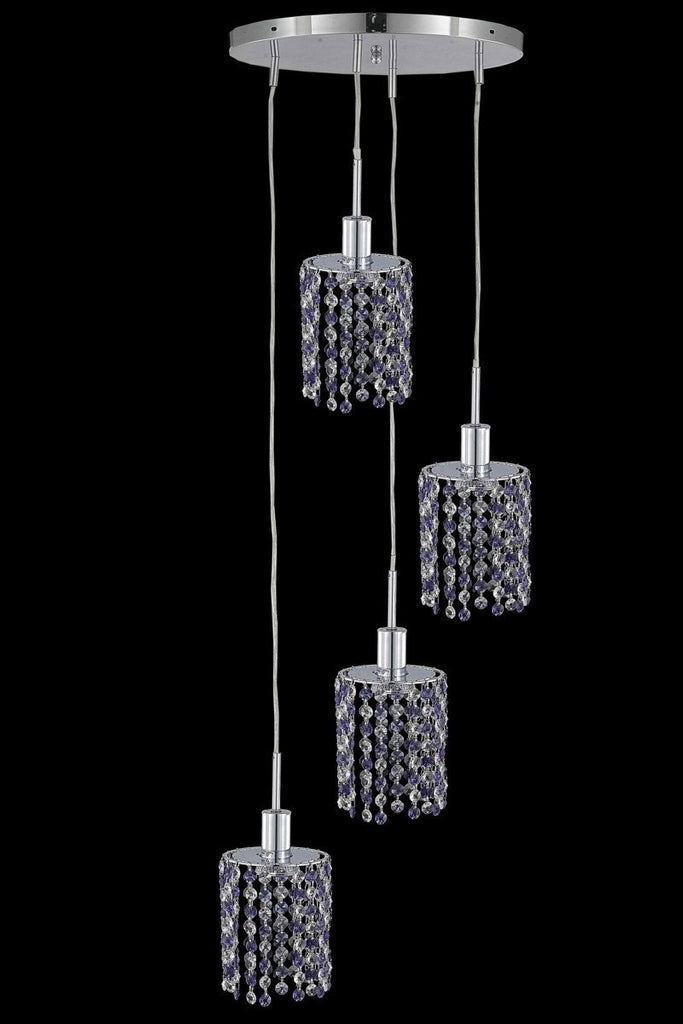 C121-1384D-R-R-LP/RC By Elegant Lighting Mini Collection 4 Light Chandeliers Chrome Finish