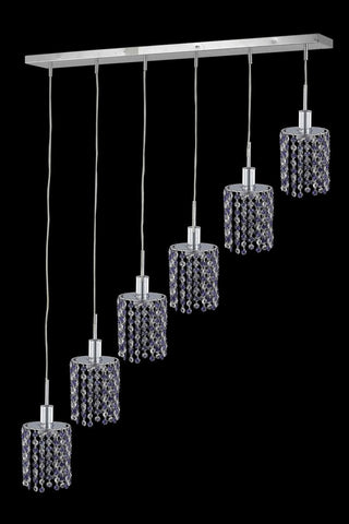 C121-1386D-O-R-JT/RC By Elegant Lighting Mini Collection 6 Light Chandeliers Chrome Finish