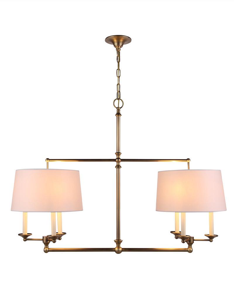 C121-1405G42BB By Elegant Lighting - Crawford Collection Burnish Brass Finish 6 Lights Pendant lamp