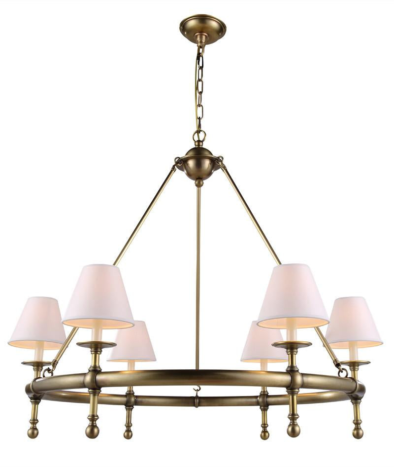 C121-1406D33BB By Elegant Lighting - Montgomery Collection Burnish Brass Finish 6 Lights Pendant lamp