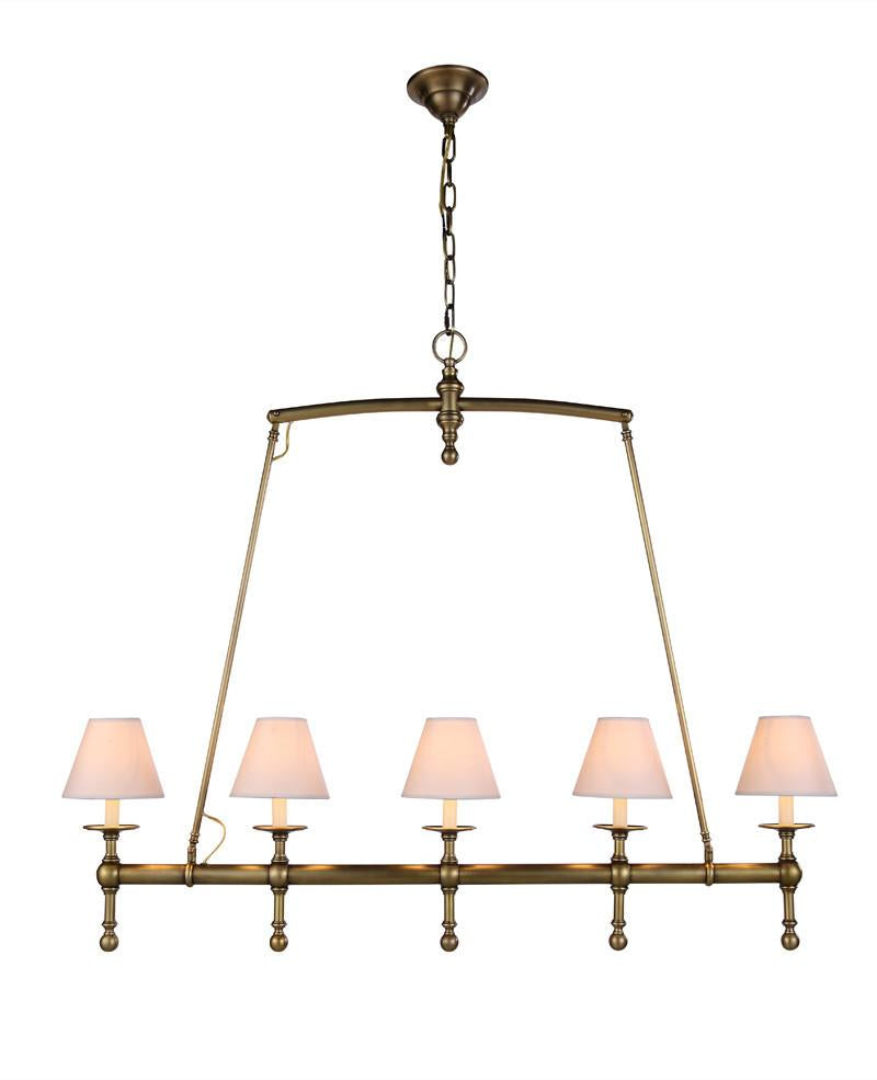 C121-1407G45BB By Elegant Lighting - Liberty Collection Burnish Brass Finish 5 Lights Pendant lamp