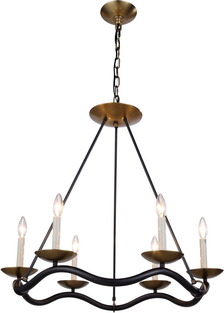 C121-1419D29BZBB By Elegant Lighting - Perry Collection Bronze & Burnished Brass Finish 6 Lights Pendant lamp