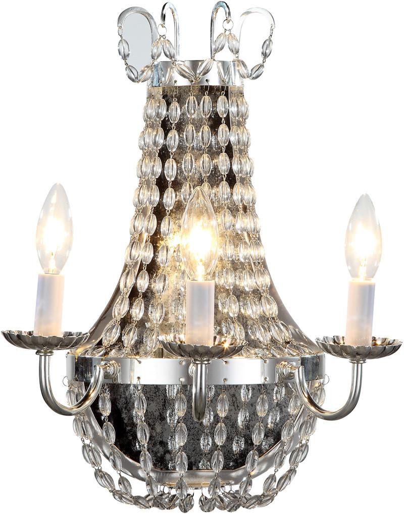 C121-1433W13SN By Elegant Lighting - Roma Collection Silver Nickel Finish 3 Lights Wall Sconce