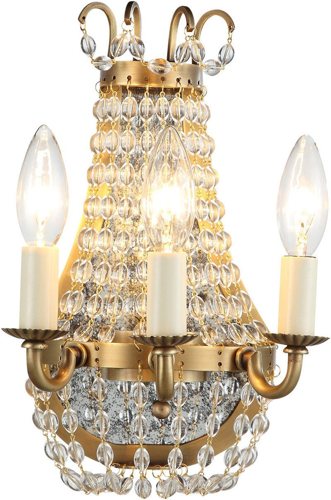 C121-1433W8BB By Elegant Lighting - Roma Collection Burnished Brass Finish 3 Lights Wall Sconce