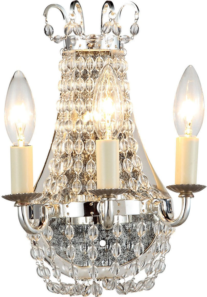 C121-1433W8SN By Elegant Lighting - Roma Collection Silver Nickel Finish 3 Lights Wall Sconce