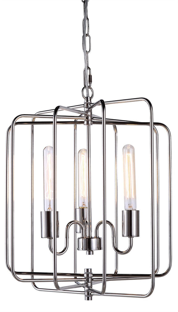 C121-1454D16PN By Elegant Lighting - Lewis Collection Polished Nickel Finish 3 Lights Pendant lamp