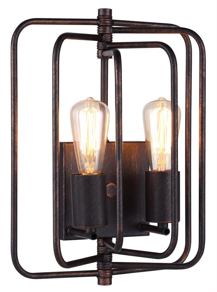 C121-1454W10DB By Elegant Lighting - Lewis Collection Dark Bronze Finish 2 Lights Wall Sconce