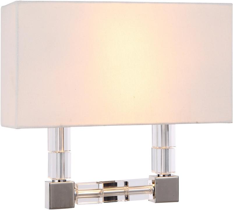 C121-1461W13PN By Elegant Lighting - Cristal Collection Polished Nickel Finish 2 Lights Wall Sconce