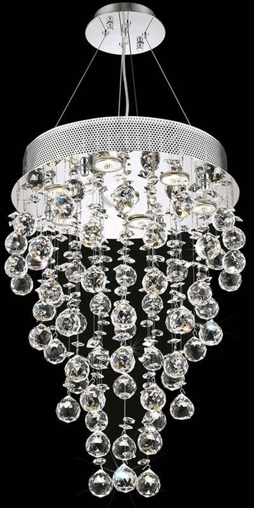 C121-2006D16C(LED)/EC By Elegant Lighting - Galaxy Collection Chrome Finish 7 Lights Dining Room