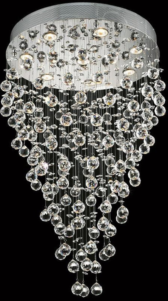 C121-2006D24C(LED)/EC By Elegant Lighting - Galaxy Collection Chrome Finish 8 Lights Dining Room