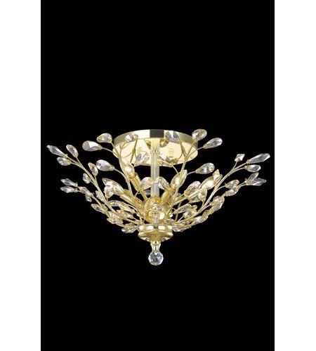 C121-2011F27G-GS/RC By Elegant Lighting Orchid Collection 6 Light Flush Mount Gold Finish