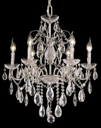 C121-2016D24C By Regency Lighting-St. Francis Collection Chrome Finish 6 Lights Chandelier