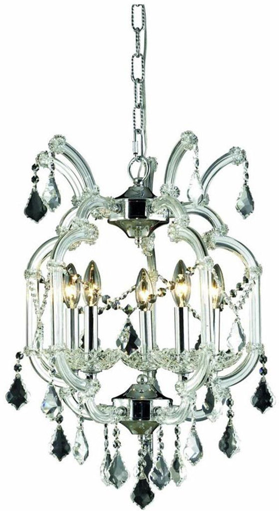 C121-2800D15C/EC By Elegant Lighting - Maria Theresa Collection Chrome Finish 5 Lights Dining Room