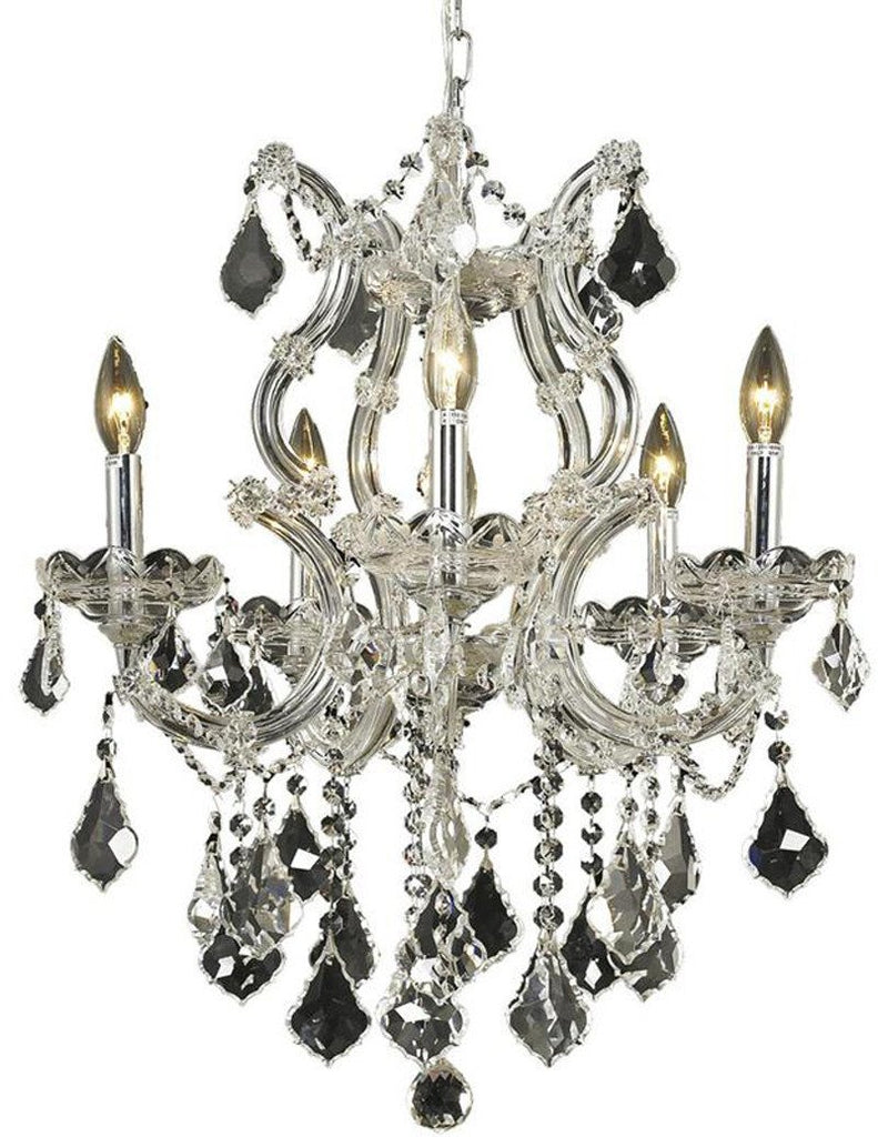 C121-2800D20C/RC+SH-1R23S By Elegant Lighting Maria Theresa Collection 6 Light Dining Room Chrome Finish