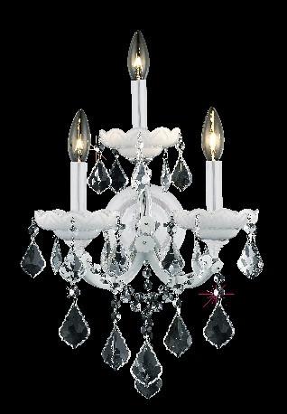 C121-2800W3WH/RC By Elegant Lighting Maria Theresa Collection 3 Light Wall Sconces White Finish