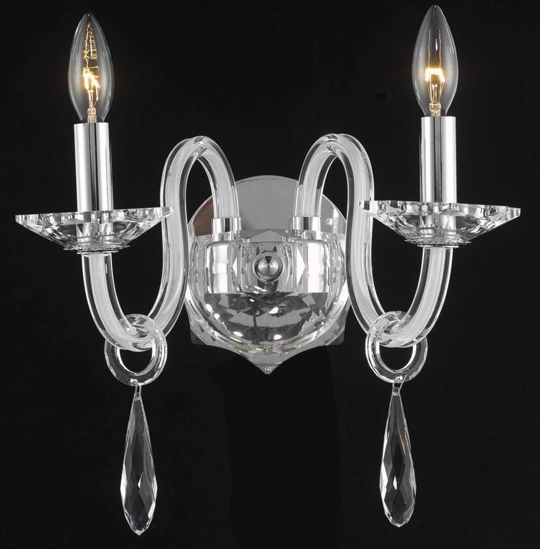 C121-6902W10WH/EC By Elegant Lighting Avalon Collection 2 Light Wall Sconces White Finish