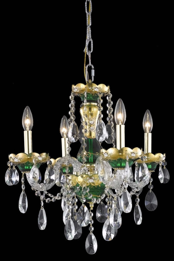 C121-7810D19GN/RC By Elegant Lighting Alexandria Collection 4 Light Chandeliers Green Finish
