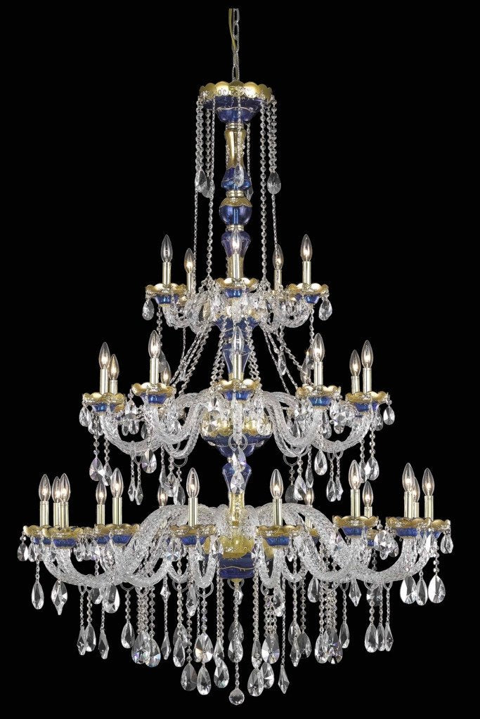 C121-7810G45BE/RC By Elegant Lighting Alexandria Collection 30 Light Chandeliers Blue Finish