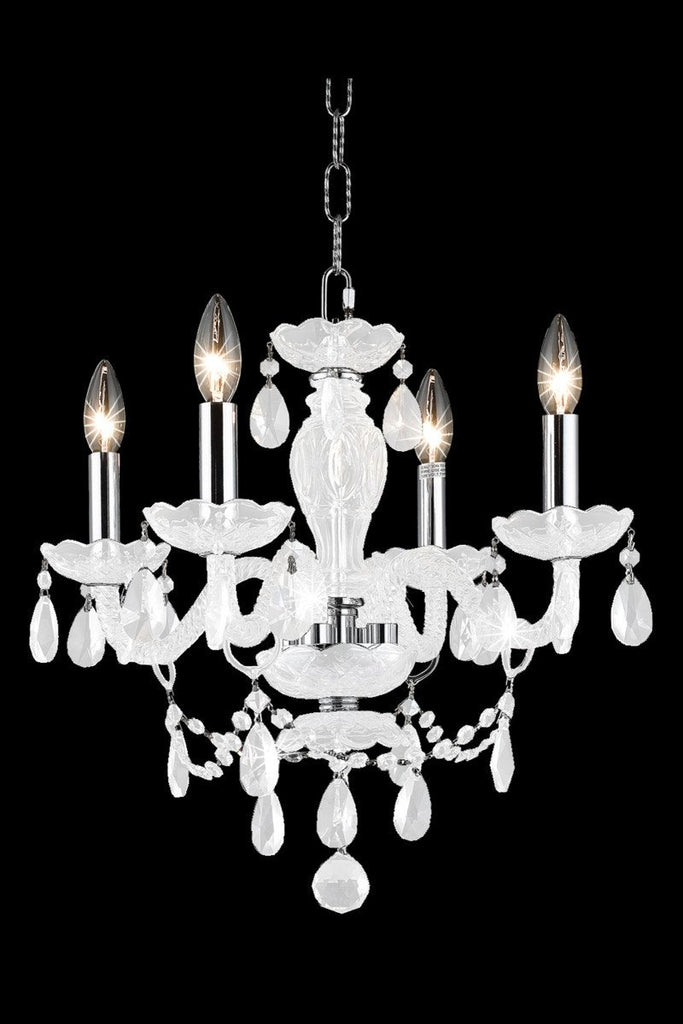 C121-7834D17WH/RC By Elegant Lighting Princeton Collection 4 Light Chandeliers White Finish