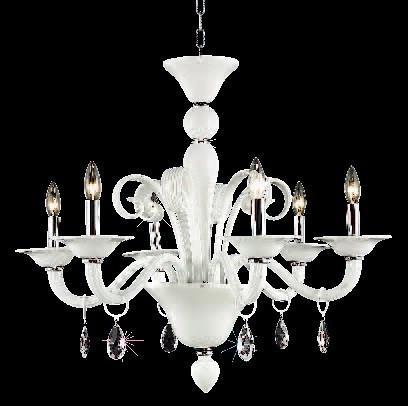 C121-7866D29WH/RC By Elegant Lighting Muse Collection 6 Light Chandeliers White Finish