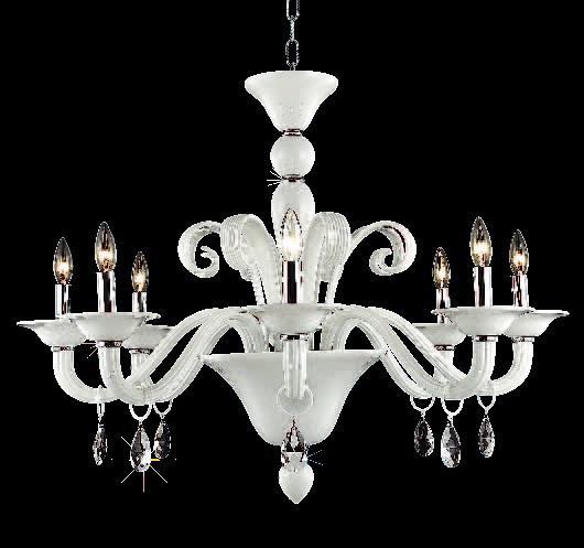 C121-7868D36WH/RC By Elegant Lighting Muse Collection 8 Light Chandeliers White Finish