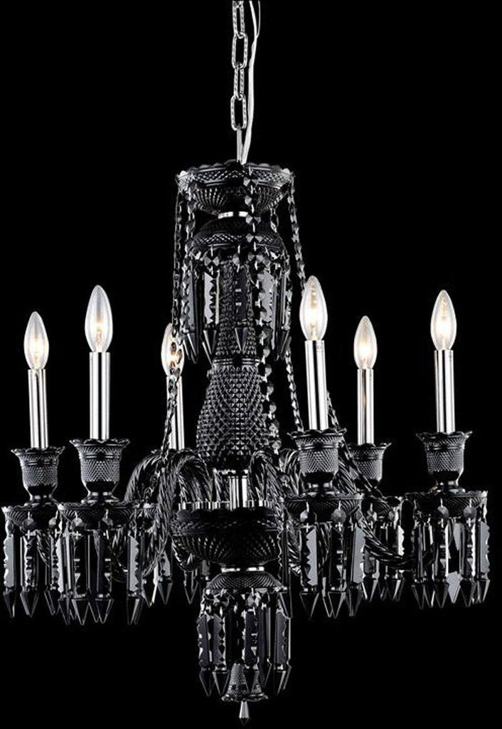 C121-8906D24B-JT/EC By Elegant Lighting - Majestic Collection Black Finish 6 Lights Dining Room