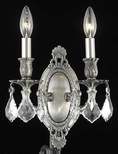 C121-9202W9PW/RC By Elegant Lighting Rosalia Collection 2 Light Wall Sconces Pewter Finish