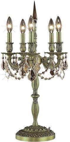 C121-9205TL13AB-GS/RC By Elegant Lighting Rosalia Collection 5 Light Table Lamp Antique Bronze Finish