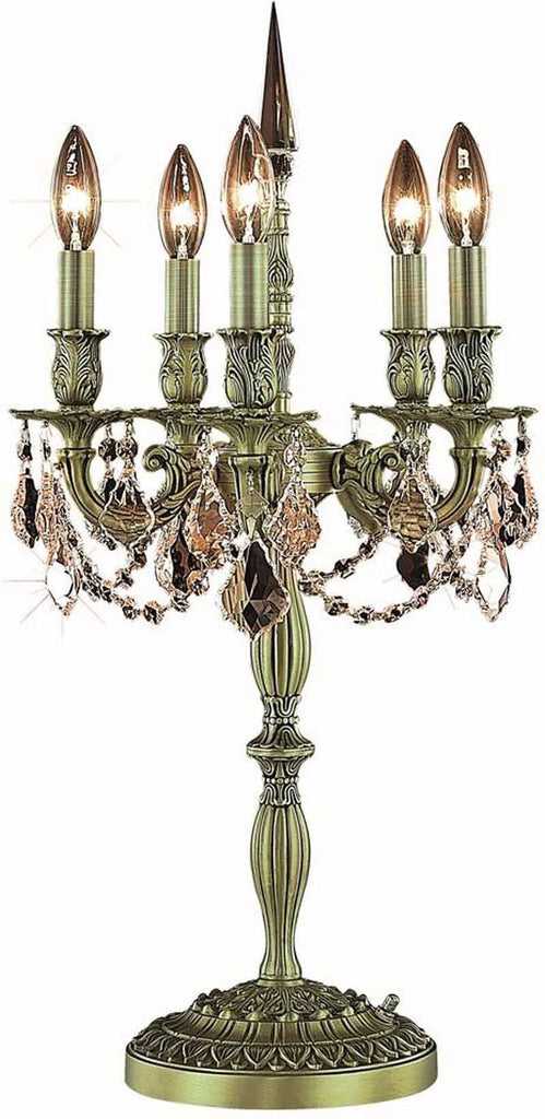 C121-9205TL13AB-GT/RC By Elegant Lighting Rosalia Collection 5 Light Table Lamp Antique Bronze Finish