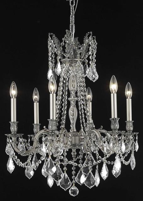 C121-9206D23PW/RC By Elegant Lighting Rosalia Collection 6 Light Chandeliers Pewter Finish