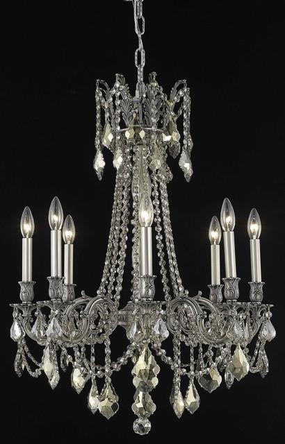 C121-9208D24PW-GT/RC By Elegant Lighting Rosalia Collection 8 Light Chandeliers Pewter Finish