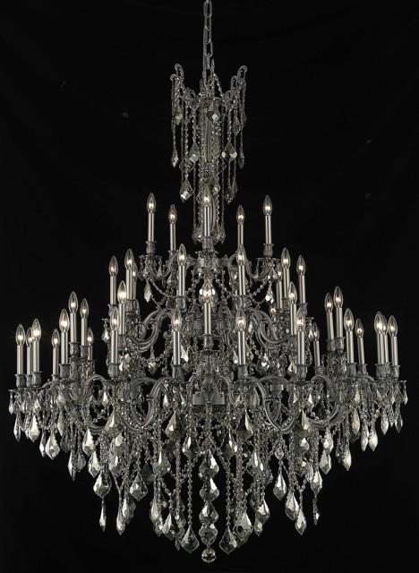 C121-9245G54PW-GT/RC By Elegant Lighting Rosalia Collection 45 Light Chandeliers Pewter Finish
