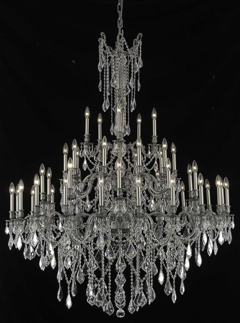 C121-9245G54PW/RC By Elegant Lighting Rosalia Collection 45 Light Chandeliers Pewter Finish
