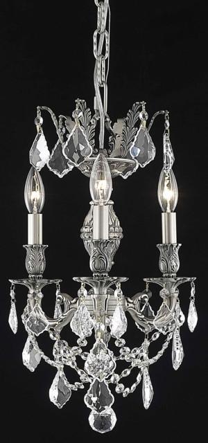 C121-9503D13PW/RC By Elegant Lighting Marseille Collection 3 Light Chandeliers Pewter Finish