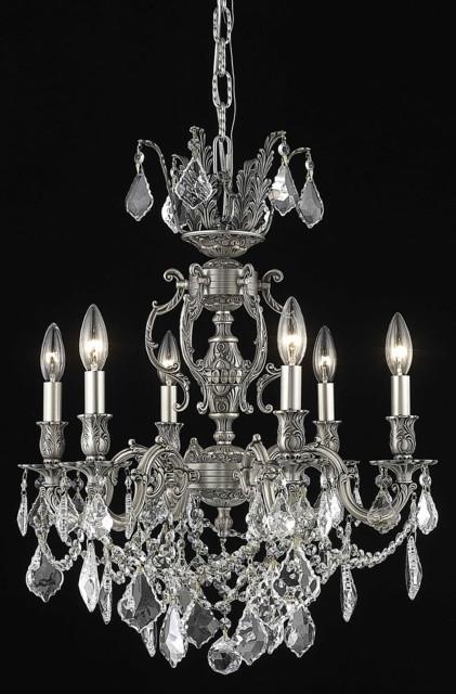ZC121-9506D20PW/EC By Regency Lighting Marseille Collection 6 Light Chandeliers Pewter Finish