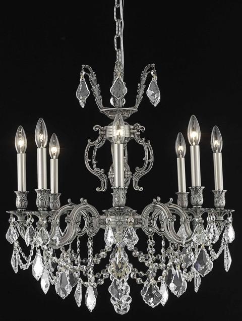 C121-9508D24PW/RC By Elegant Lighting Marseille Collection 8 Light Chandeliers Pewter Finish