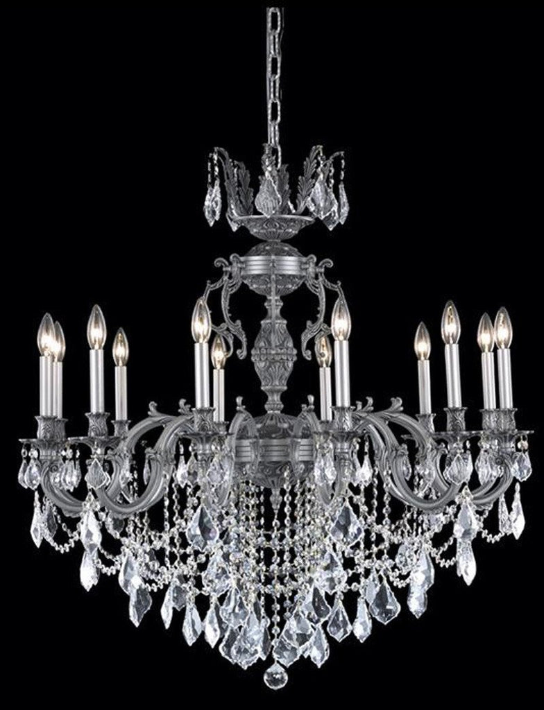 C121-9512D36PW/EC By Elegant Lighting - Marseille Collection Pewter Finish 12 Lights Dining Room