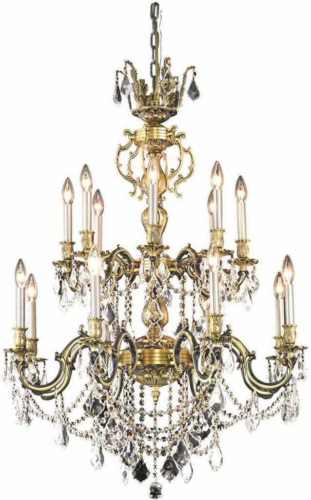 C121-9516D32AB/RC By Elegant Lighting Marseille Collection 16 Light Dining Room Antique Bronze Finish