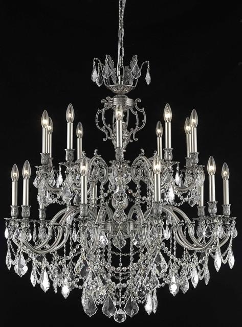 C121-9520G36PW/RC By Elegant Lighting Marseille Collection 20 Light Chandeliers Pewter Finish