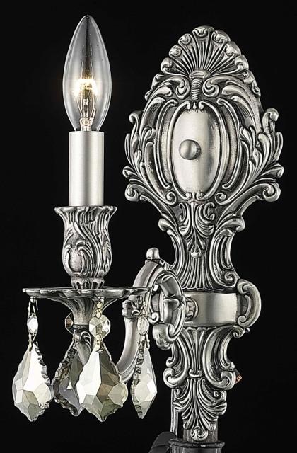 C121-9601W5PW-GT/RC By Elegant Lighting Monarch Collection 1 Light Wall Sconces Pewter Finish