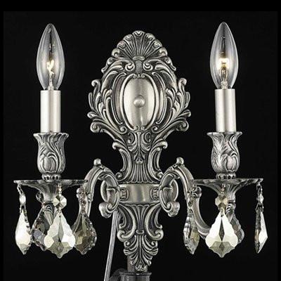 C121-9602W10DB/RC By Elegant Lighting Monarch Collection 2 Lights Wall Sconce Dark Bronze Finish