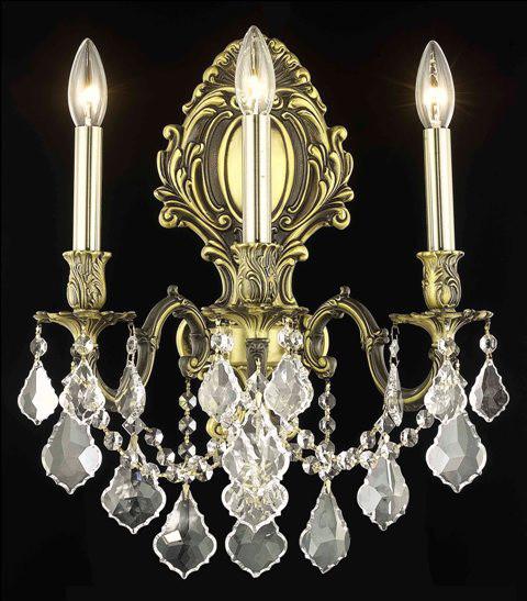 C121-9603W14AB/RC By Elegant Lighting Monarch Collection 3 Light Wall Sconces Antique Bronze Finish