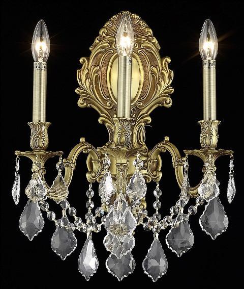 C121-9603W14FG/RC By Elegant Lighting Monarch Collection 3 Light Wall Sconces French Gold Finish
