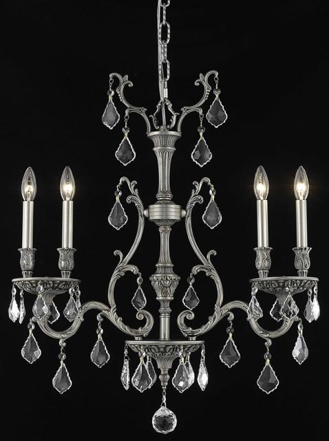 C121-9604D26PW/RC By Elegant Lighting Monarch Collection 4 Light Chandeliers Pewter Finish